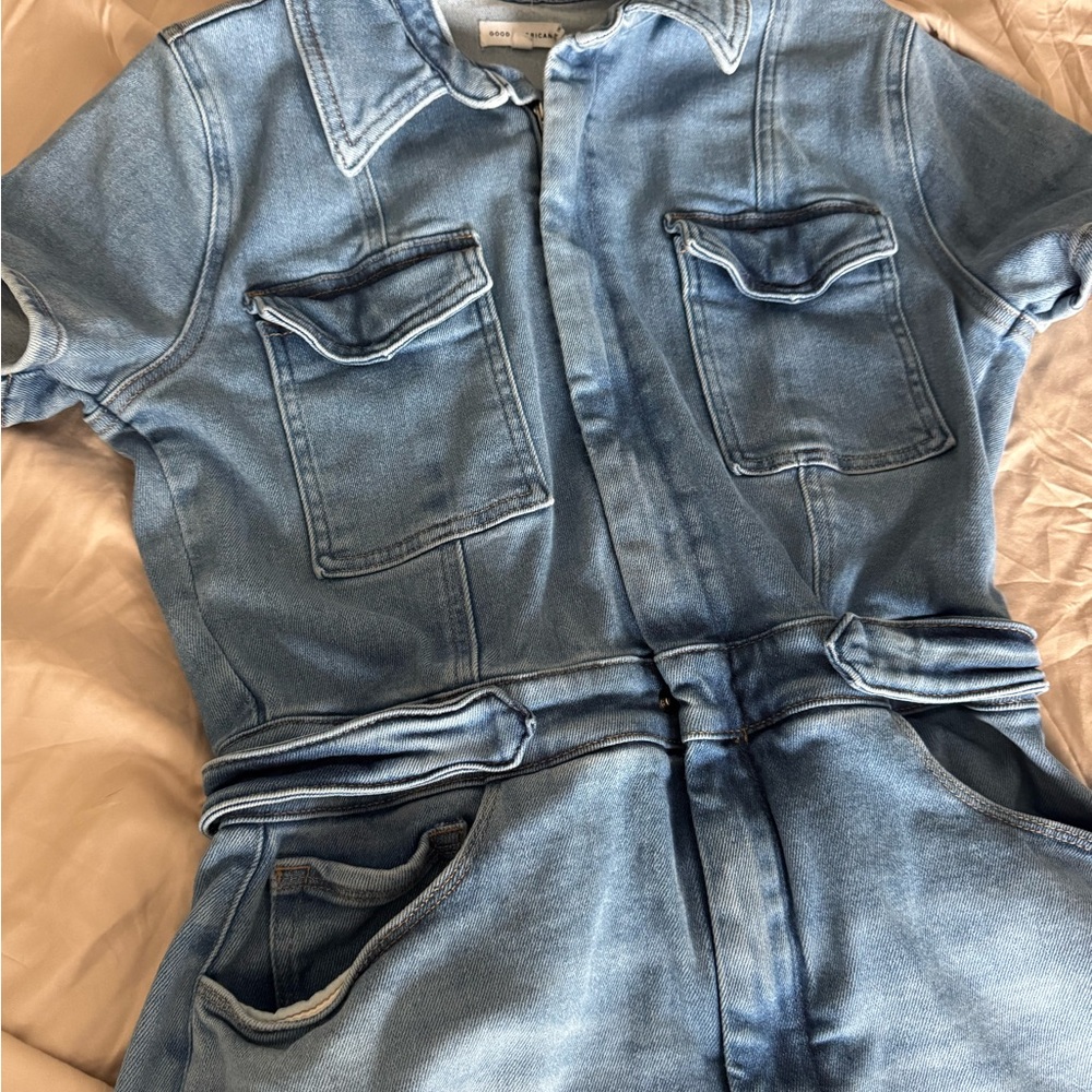 Good American Blue Denim Romper - Picture 3 of 12